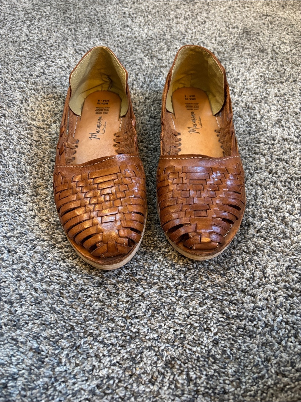 Women's Brown Woven Leather Sandals